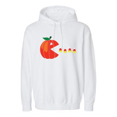 Funny Halloween Pumpkin Eating Candy Corn Garment-Dyed Fleece Hoodie