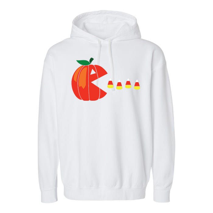 Funny Halloween Pumpkin Eating Candy Corn Garment-Dyed Fleece Hoodie