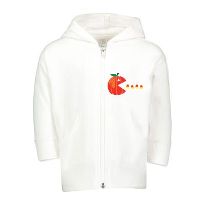 Funny Halloween Pumpkin Eating Candy Corn Toddler Zip Fleece Hoodie