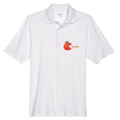 Funny Halloween Pumpkin Eating Candy Corn Men's Origin Performance Pique Polo