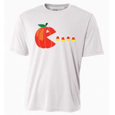 Funny Halloween Pumpkin Eating Candy Corn Cooling Performance Crew T-Shirt