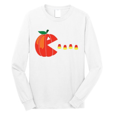 Funny Halloween Pumpkin Eating Candy Corn Long Sleeve Shirt