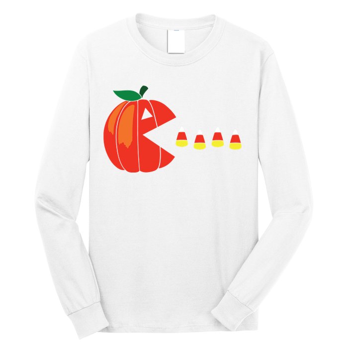 Funny Halloween Pumpkin Eating Candy Corn Long Sleeve Shirt