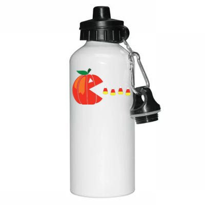 Funny Halloween Pumpkin Eating Candy Corn Aluminum Water Bottle