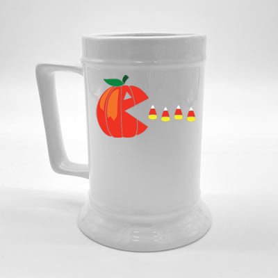 Funny Halloween Pumpkin Eating Candy Corn Beer Stein