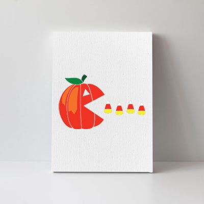 Funny Halloween Pumpkin Eating Candy Corn Canvas