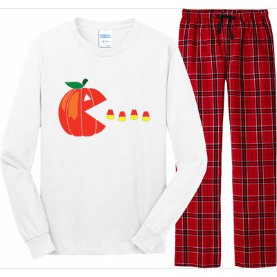 Funny Halloween Pumpkin Eating Candy Corn Long Sleeve Pajama Set