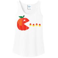 Funny Halloween Pumpkin Eating Candy Corn Ladies Essential Tank