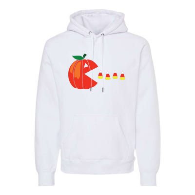 Funny Halloween Pumpkin Eating Candy Corn Premium Hoodie