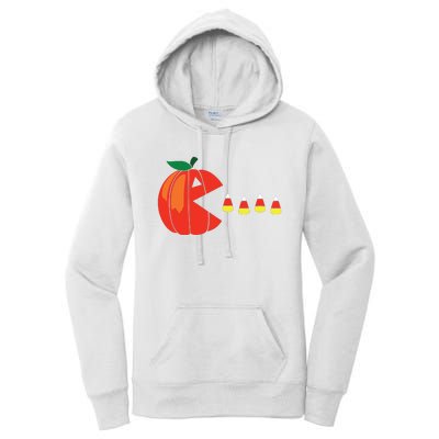 Funny Halloween Pumpkin Eating Candy Corn Women's Pullover Hoodie