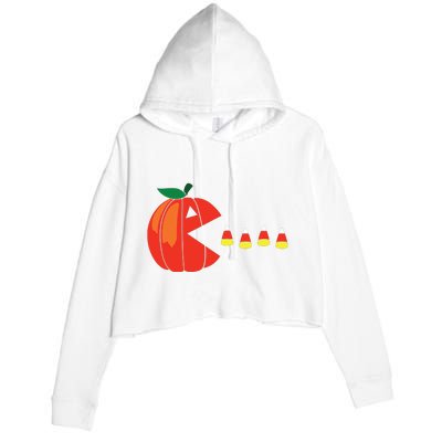 Funny Halloween Pumpkin Eating Candy Corn Crop Fleece Hoodie