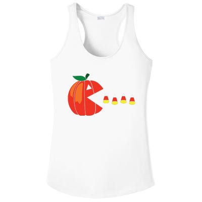 Funny Halloween Pumpkin Eating Candy Corn Ladies PosiCharge Competitor Racerback Tank