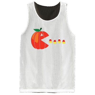 Funny Halloween Pumpkin Eating Candy Corn Mesh Reversible Basketball Jersey Tank