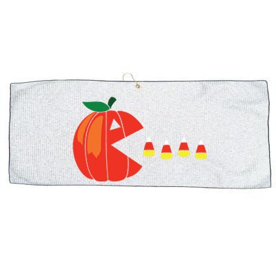 Funny Halloween Pumpkin Eating Candy Corn Large Microfiber Waffle Golf Towel