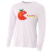 Funny Halloween Pumpkin Eating Candy Corn Cooling Performance Long Sleeve Crew