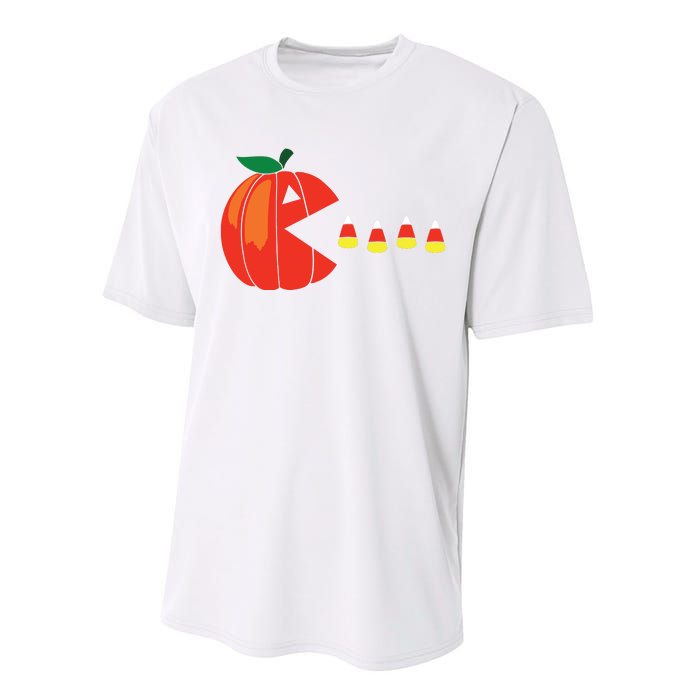 Funny Halloween Pumpkin Eating Candy Corn Performance Sprint T-Shirt