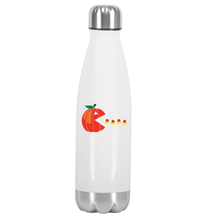 Funny Halloween Pumpkin Eating Candy Corn Stainless Steel Insulated Water Bottle