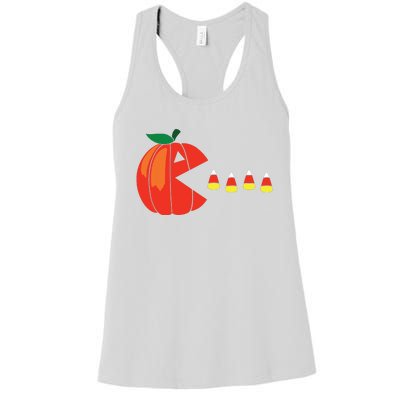 Funny Halloween Pumpkin Eating Candy Corn Women's Racerback Tank