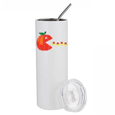 Funny Halloween Pumpkin Eating Candy Corn Stainless Steel Tumbler