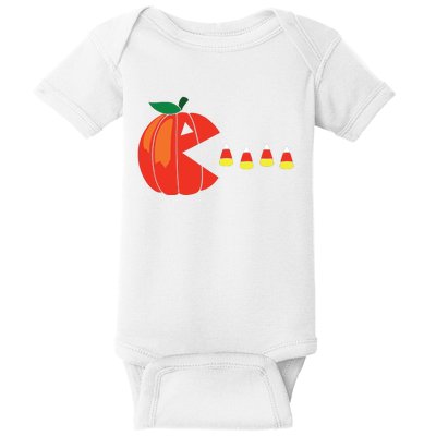 Funny Halloween Pumpkin Eating Candy Corn Baby Bodysuit