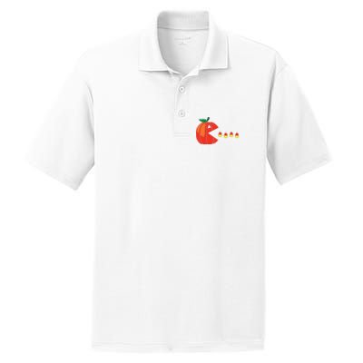 Funny Halloween Pumpkin Eating Candy Corn PosiCharge RacerMesh Polo