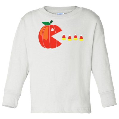 Funny Halloween Pumpkin Eating Candy Corn Toddler Long Sleeve Shirt