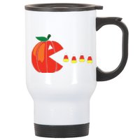 Funny Halloween Pumpkin Eating Candy Corn Stainless Steel Travel Mug