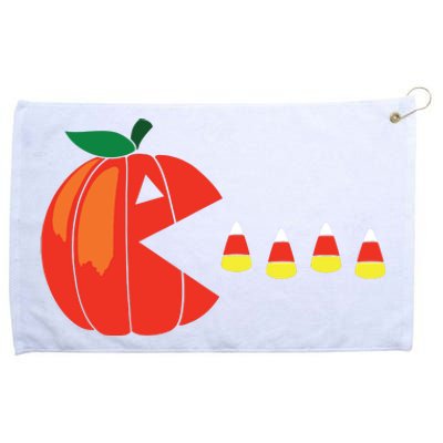 Funny Halloween Pumpkin Eating Candy Corn Grommeted Golf Towel