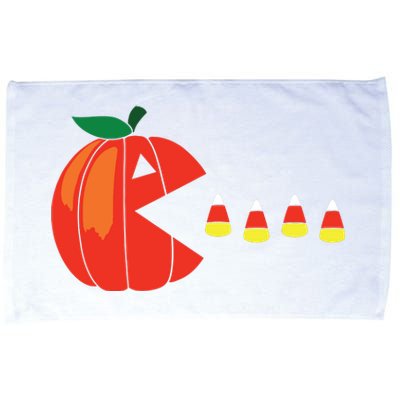 Funny Halloween Pumpkin Eating Candy Corn Microfiber Hand Towel