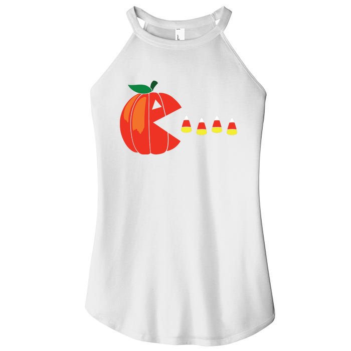 Funny Halloween Pumpkin Eating Candy Corn Women's Perfect Tri Rocker Tank