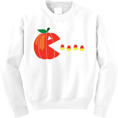 Funny Halloween Pumpkin Eating Candy Corn Kids Sweatshirt