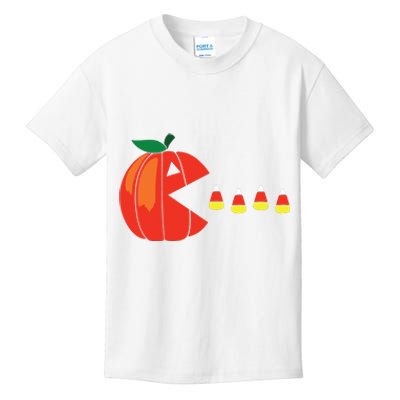 Funny Halloween Pumpkin Eating Candy Corn Kids T-Shirt