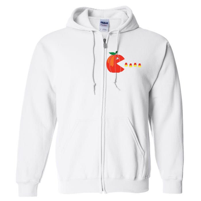 Funny Halloween Pumpkin Eating Candy Corn Full Zip Hoodie