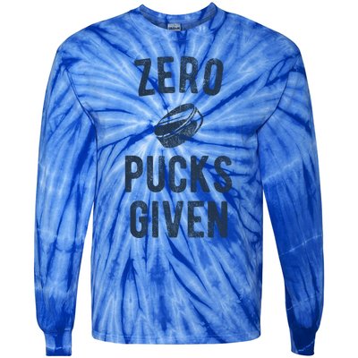 Funny Hockey Pun Zero Pucks Given Meaningful Gift Tie-Dye Long Sleeve Shirt