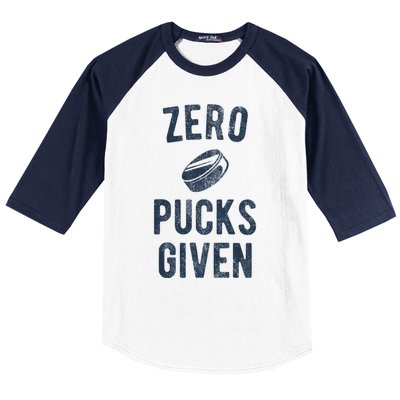 Funny Hockey Pun Zero Pucks Given Meaningful Gift Baseball Sleeve Shirt