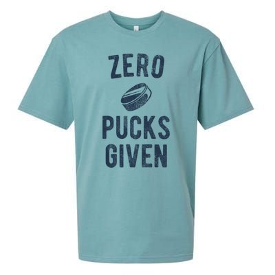 Funny Hockey Pun Zero Pucks Given Meaningful Gift Sueded Cloud Jersey T-Shirt