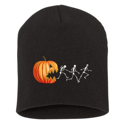 Funny Halloween Pumpkin Skeletons Jack O Lantern Short Acrylic Beanie