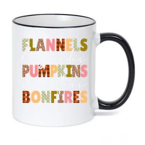 Flannels Hayrides Pumpkins Sweaters Bonfires Plaid Leopard Gift 11oz Black Color Changing Mug