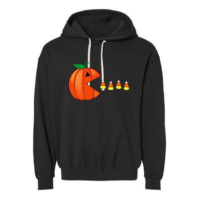 Funny Halloween Pumpkin Eating Candy Corn Garment-Dyed Fleece Hoodie