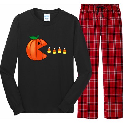 Funny Halloween Pumpkin Eating Candy Corn Long Sleeve Pajama Set