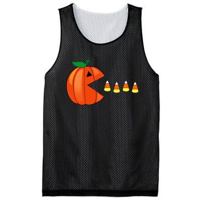 Funny Halloween Pumpkin Eating Candy Corn Mesh Reversible Basketball Jersey Tank