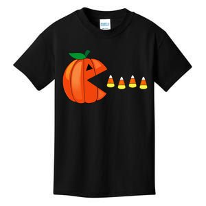 Funny Halloween Pumpkin Eating Candy Corn Kids T-Shirt