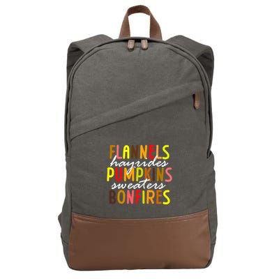 Flannels Hayrides Pumpkins Sweaters Bonfires Cotton Canvas Backpack