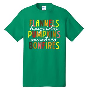 Flannels Hayrides Pumpkins Sweaters Bonfires Tall T-Shirt