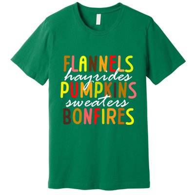 Flannels Hayrides Pumpkins Sweaters Bonfires Premium T-Shirt