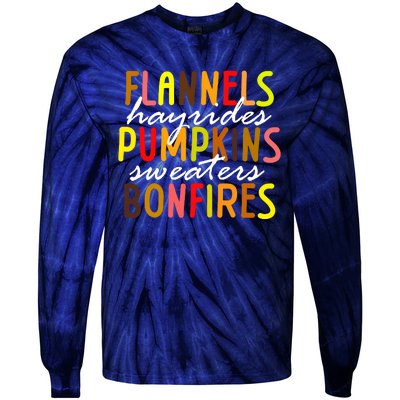 Flannels Hayrides Pumpkins Sweaters Bonfires Tie-Dye Long Sleeve Shirt