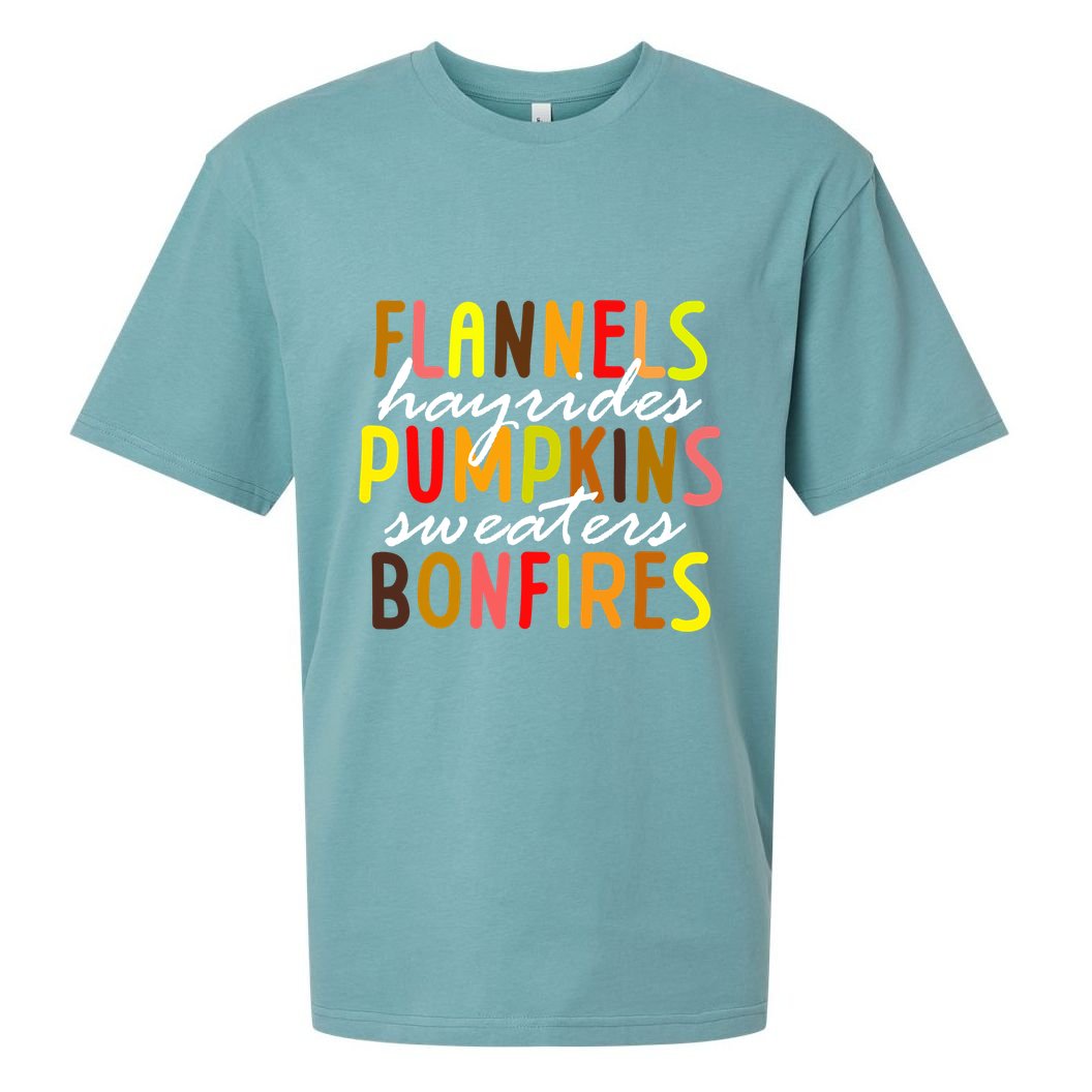 Flannels Hayrides Pumpkins Sweaters Bonfires Sueded Cloud Jersey T-Shirt