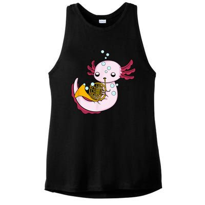 French Horn Player Kids Axolotl Big Band French Horn Ladies PosiCharge Tri-Blend Wicking Tank