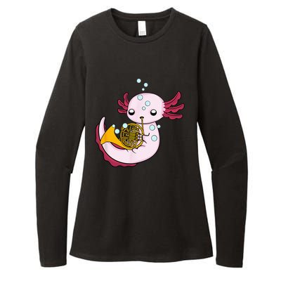 French Horn Player Kids Axolotl Big Band French Horn Womens CVC Long Sleeve Shirt