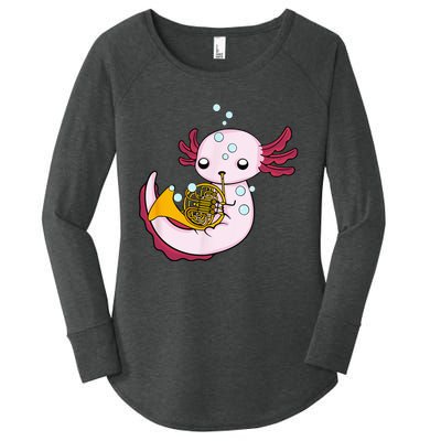 French Horn Player Kids Axolotl Big Band French Horn Women's Perfect Tri Tunic Long Sleeve Shirt